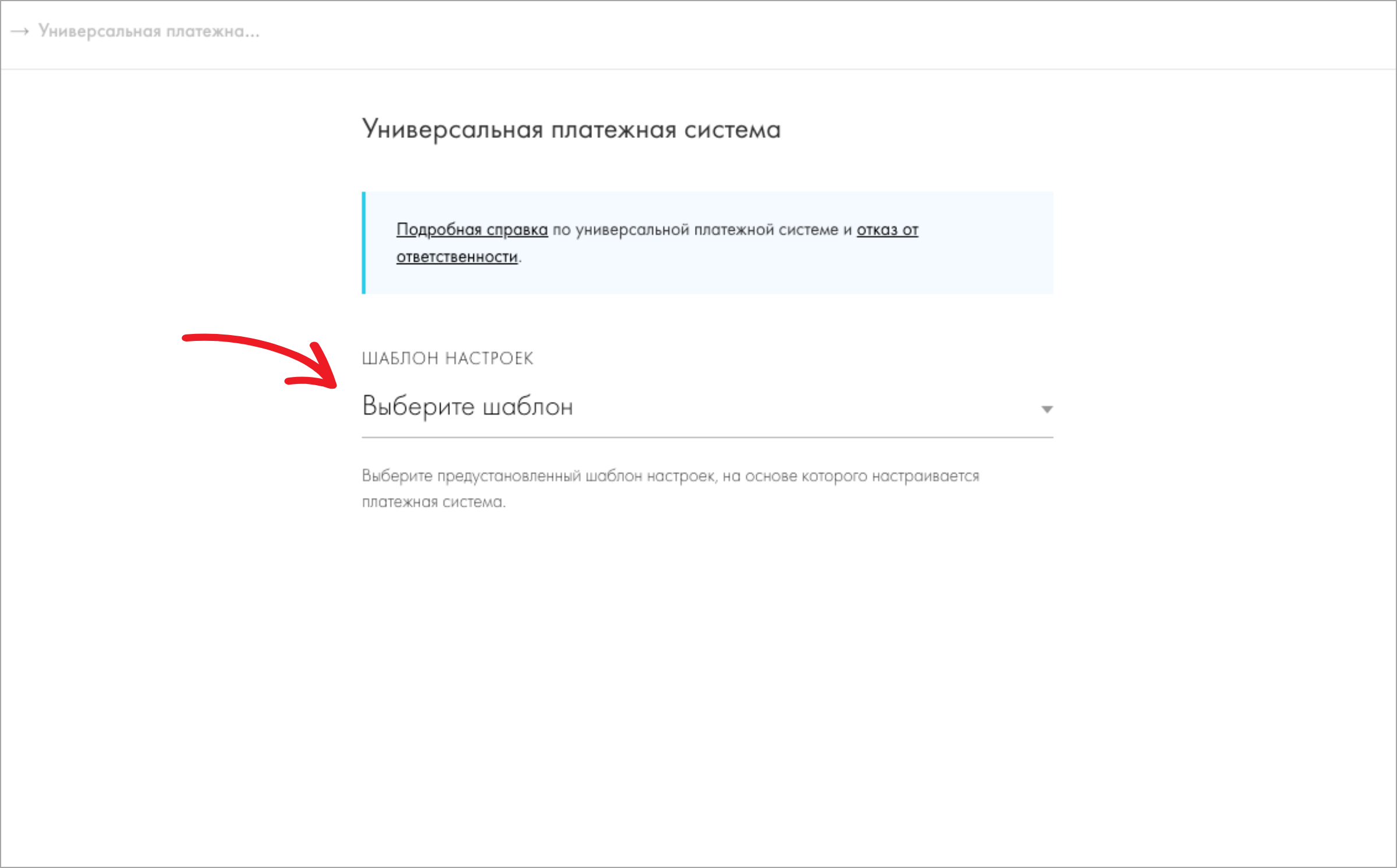 Шаблон настроек в личном кабинете Тильда